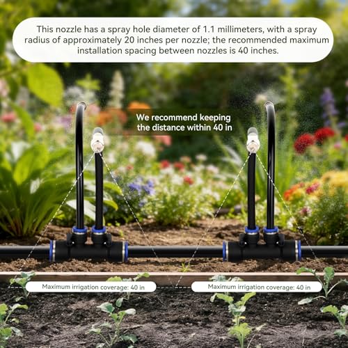 100FT High-Flow Garden Irrigation System, 12mm Main Tubing, 60 Nozzles - size: 100Ft