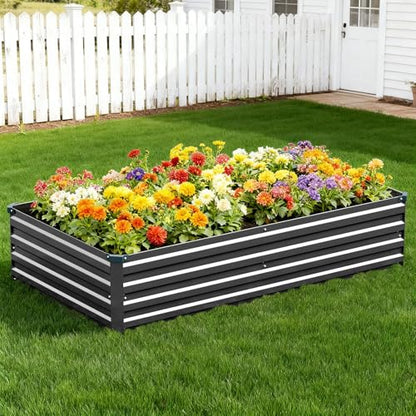 Vengarus 2PCS 12x4x1ft Galvanized Raised Garden Beds Kit,Planter Box Black - color: Black, size: 12x4x1FT(2PCS)