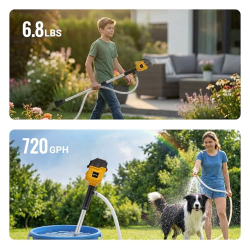 Cordless Stick Water Transfer Pump Compatible with Dewalt 20V Max Battery - color: Yellow