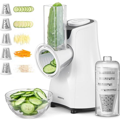 Electric Cheese Grater, Reemix 5 Multi Blade Cheese Shredder Salad Maker