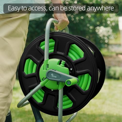 Metal Water Hose Reel Hold 100FT 5/8" Hose - color: Black-metal