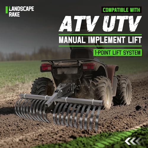 Wutist 48'' ATV/UTV Landscape Rake Implement for Removal of Rock, Grass