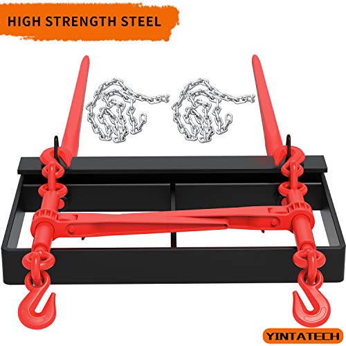 YINTATECH Dual Hay Bale Spear 49" 3000 lbs, Heavy Duty Front Skid Steer Loader Tractor Bucket Attachment with Coated Rust Resistant