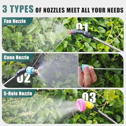 Backpack Sprayer 2 Gal Battery Powered, 3 Nozzles & USB Handle for Garden & Lawn - color: Green