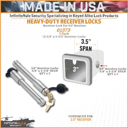 61573 | 2 Pack, Keyed Alike, Receiver Locks for 3" Receiver - color: 2PK (2) Receiver Locks, size: Fits: 3.0" Receiver