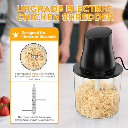 Electric Chicken Shredder Tool: 250W Multifunctional Press-to-Operate Meat Shredder Tool with Large Capacity - Meat Grinder for Chicken Breast, Meats, Fruits, Vegetables, Nuts (Black) - color: Black