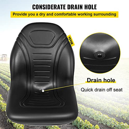 VEVOR Universal Tractor Seat Replacement 2 Pcs Compact High Back Mower Seat - style: 2Pcs Black