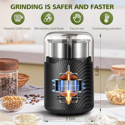 Hermolante Herb Grinder, Electric Spice Grinder, Press-Down Lid Starts - color: Gray