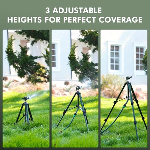 RESTMO 2 Pack Adjustable Full Metal Tripod Sprinklers for Yard Large Area - size: 2 Pack