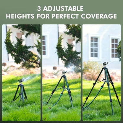 RESTMO 2 Pack Adjustable Full Metal Tripod Sprinklers for Yard Large Area - size: 2 Pack