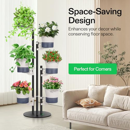 VIVOSUN Metal Plant Stand, 6-Tier Vertical Planter Tower with Self-Watering - size: 6-Tier-White