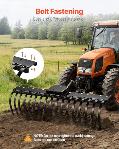 VEVOR Rock Rake Tines, 6 Pack 1" x 5/16" Bolt-Mount Landscape Rake Tines Replacement, One Bolt Hole, High-Strength & Heat-Treated Steel Gravel Rakes Tine Replacement Parts - style: 6 Packs Landscape Rake Tines