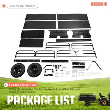 ALMULOO Heavy Duty Trailer Dump Cart Universal 750LBS 15 Cu.Ft Tow Behind