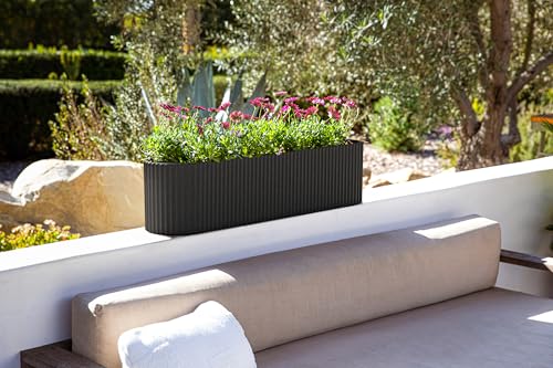Veradek Demi Series Window Box Planter - Round Outdoor Planter - color: Black, size: 36 inch