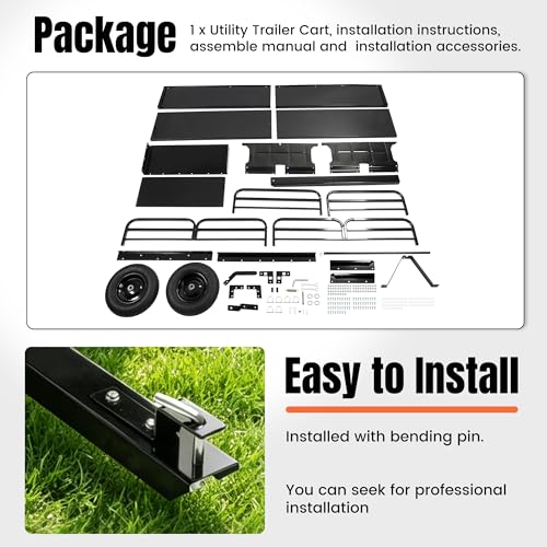KUAFU Heavy Duty ATV/UTV Trailer Dump Cart Universal 750LBS 15 Cu.Ft Tow