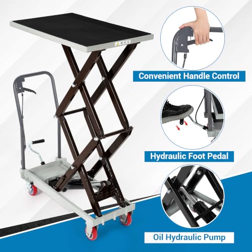 Hydraulic Lift Table Cart, 330lbs Capacity 50" Lifting Height, Grey - color: Gray