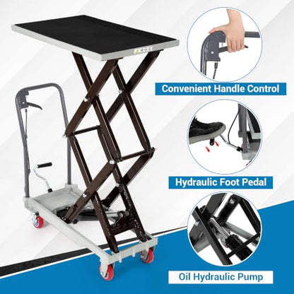 Hydraulic Lift Table Cart, 330lbs Capacity 50" Lifting Height, Grey - color: Gray