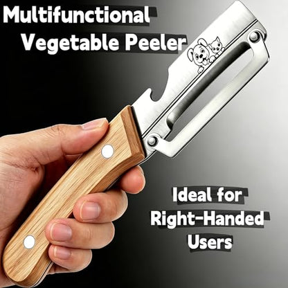 Maxjoy Vegetable Peeler, Stainless Steel Blade, Wooden Handle - color: Brown#Silver-11