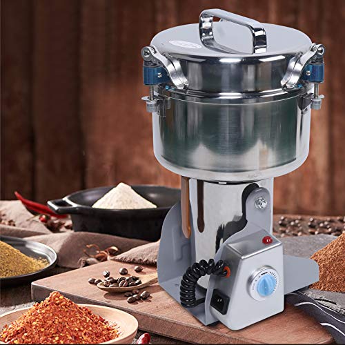 110V Electric Grain Mill, Electric Grain Grinder Stainless Steel Mill 1400R/m Small Electric Grain Grinding Machine Pulverizer Grinder Machine for Kitchen Dry Grains Wheat Spices(Silver/Style A) - color: Silver/Style A