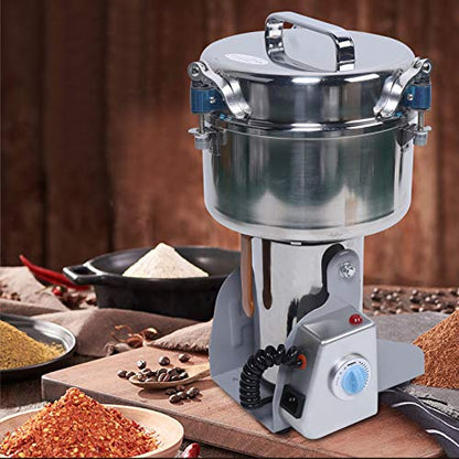 110V Electric Grain Mill, Electric Grain Grinder Stainless Steel Mill 1400R/m Small Electric Grain Grinding Machine Pulverizer Grinder Machine for Kitchen Dry Grains Wheat Spices(Silver/Style A) - color: Silver/Style A