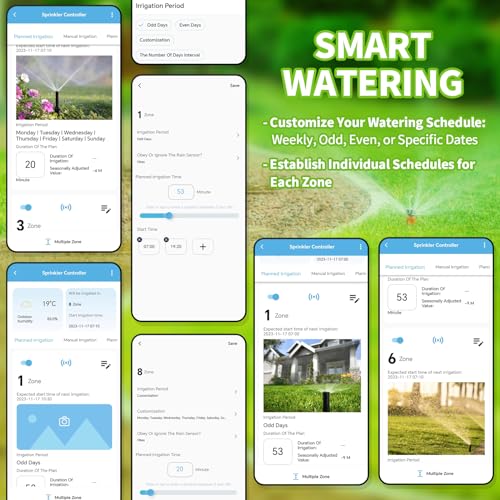 8 Zones WiFi Smart Sprinkler Controller, Briidea Automatic Irrigation Controllers with Customized Watering Schedule & Seasonal Adjustment, Water Efficiently and Keep Your Plants Healthy, MK-117