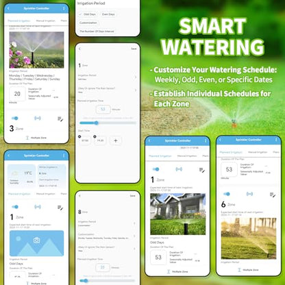 8 Zones WiFi Smart Sprinkler Controller, Briidea Automatic Irrigation Controllers with Customized Watering Schedule & Seasonal Adjustment, Water Efficiently and Keep Your Plants Healthy, MK-117
