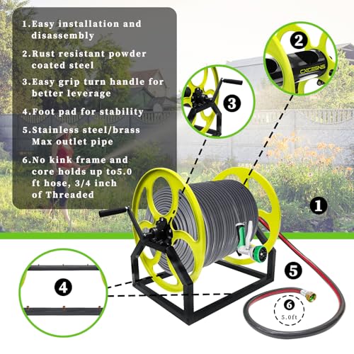 400FT Wall/Floor Mount Garden Hose Reel with Crank, for 5/8",