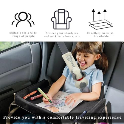Wevdn 2 PCS Cute Car Seat Belt Pads, Soft Comfortable Cartoon Seat Belt Strap Cover Cushion Pad, Universal Shoulder Strap Pad for Seatbelt and Bag Backpack Strap, Car Accessories (Beige Dog) - color: Beige Dog