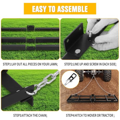 6FT Drag Harrow Driveway Grader Heavy Duty Power Rake - size: 6FT