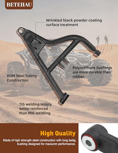 High Clearance Front Upper & Lower A-Arms Kit for 2017–2020 Polaris RZR S 900 & 2017–2018 RZR 4 900, Forward Offset Suspension Arms, Heavy-Duty Steel, Wrinkle Black Powder Coated - size: Front