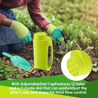 Handheld Spreader Set with Scoop & Gloves for Seed, Salt, De-icer,Green - color: Green