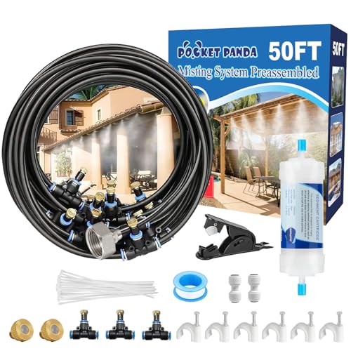 Pre-Assembled Misters for Outside Patio,Outdoor Misting System,50FT|15M. - size: 50FT-Pre-Flt