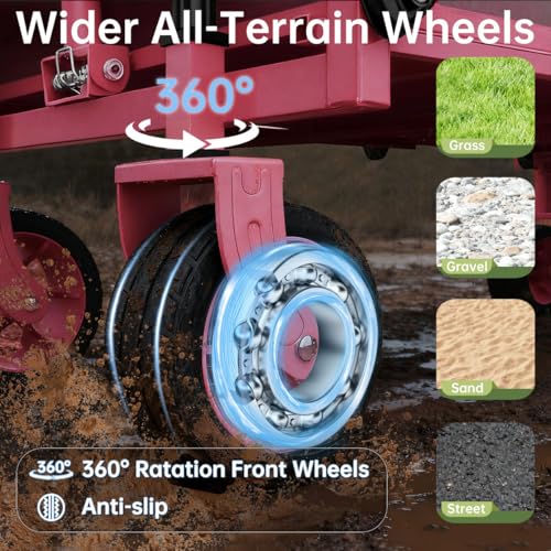 34" Extra Long Collapsible Wagon Cart, 480LBS Capacity, Rose Pink - color: Rose Pink