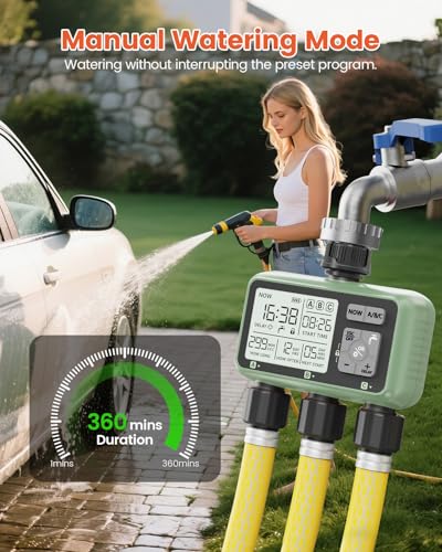 3 Zone Sprinkler Timer, Programmable Water Timer for Garden Hose - size: 3 Outlet