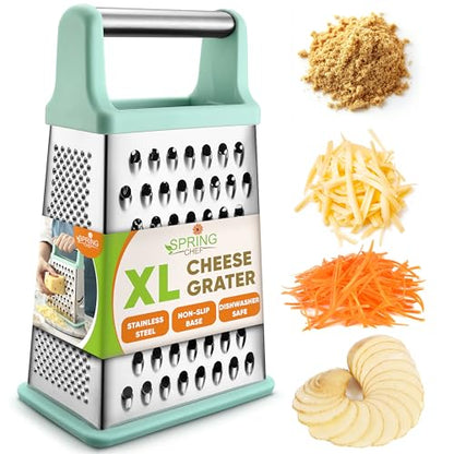 Spring Chef Stainless Steel XL Cheese Grater for Kitchen, Mint - color: Mint