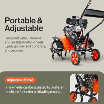 SuperHandy Tiller Cultivator, 7HP 209cc, Soil Tiller, Use Case Focus - style: Front Tine Tiller