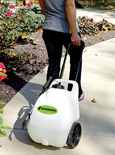 Workhorse Sprayers LG05SSG2 Rechargeable Spot Sprayer - White Portable Sprayer with Wheels, Vertical & Horizontal Stream Range, 5 Gallon Tank