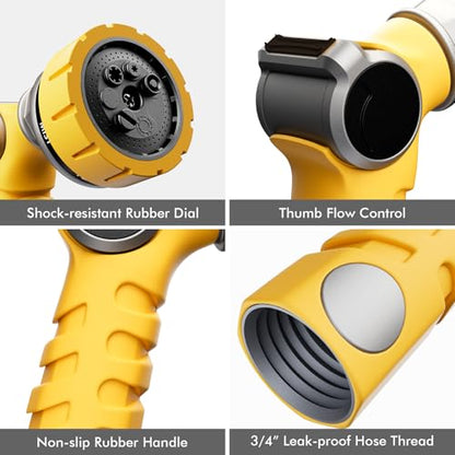 RESTMO Heavy Duty Hose Nozzle, Metal Garden Water Hose Sprayer - color: Yellow