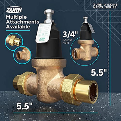 Zurn Wilkins 34-NR3XLDULU 3/4" NR3XL Pressure Reducing Valve with Union Capable Female x Female NPT Connection
