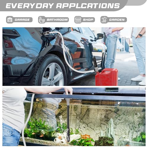 Transfer Pump Battery Operated Electric Siphon Pump for Gas, Fuel, Diesel, Water Transfer 2.4 GPM Flow Oil Extractor, 47 Inches Hose-Easy to Use Hand Fuel Pump, Multi-Use Siphon Transfer Pump(Grey) - color: 1 Pack of 1 Grey