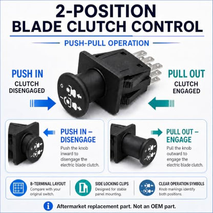 10 AMP Upgrade PTO Switch 582107601 582107604 for Lawn Tractors
