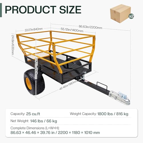 Jocisland 1800 LBS Tow Behind Dump Cart, Heavy-Duty Utility Trailer