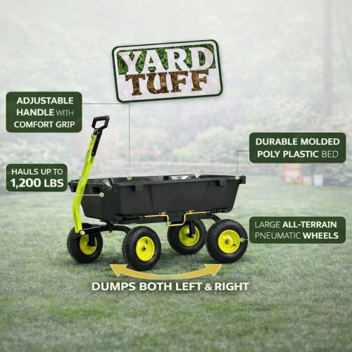 Yard Tuff Poly Dual Side Dump Wagon, Tow Behind, 7 Cu Ft, 1000 Lb Capacity
