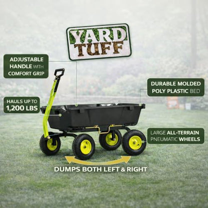 Yard Tuff Poly Dual Side Dump Wagon, Tow Behind, 7 Cu Ft, 1000 Lb Capacity