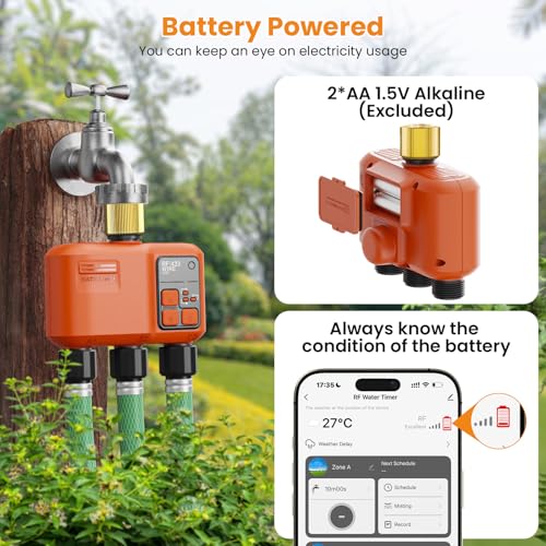 Smart WiFi Sprinkler Timer 3 Zone, Water Timer for Garden Hose Irrigation - style: 3 Outlet- Brass Inlet