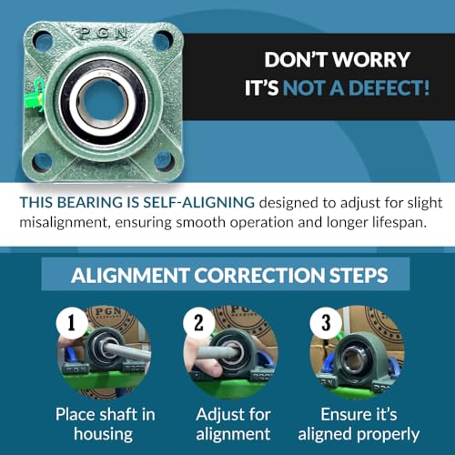 PGN UCF206-20 (2 Pack) Square Flange Bearing 1-1/4" Bore - size: 2, style: UCF206-20