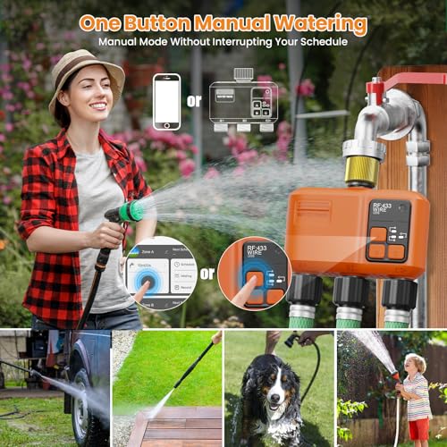 Smart WiFi Sprinkler Timer 3 Zone, Water Timer for Garden Hose Irrigation - style: 3 Outlet- Brass Inlet