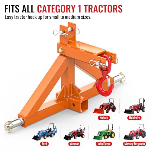 3 Point Trailer Hitch 2” Receiver Quick Hitch Compatible with Cat 1 Tractor - color: Orange