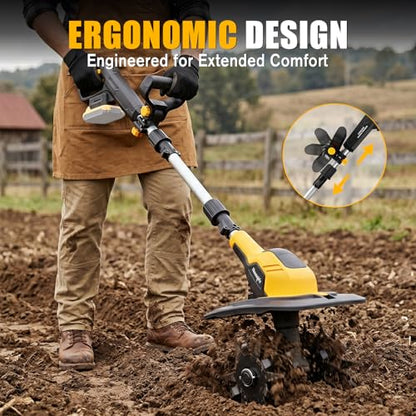 Cordless Tiller Cultivator Compatible with DEWALT 20V Battery (Tool Only)