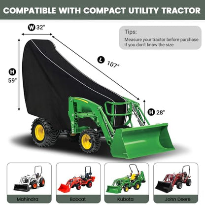 Waterproof Compact Tractors Cover Replace for John Deere 1025R 2520/ Kubota - size: Large